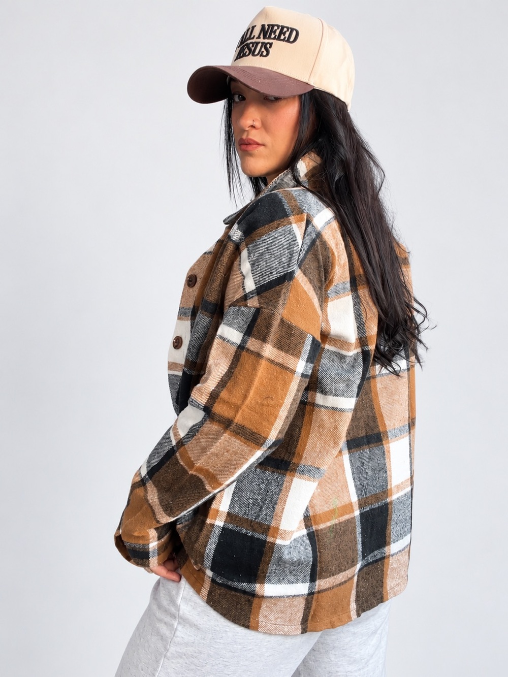 Plaid Button-Up Flannel - Brown